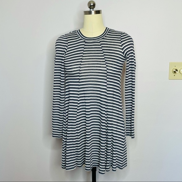 BCBGeneration Stripe Open Back Cutout Swing Dress - Picture 2 of 9